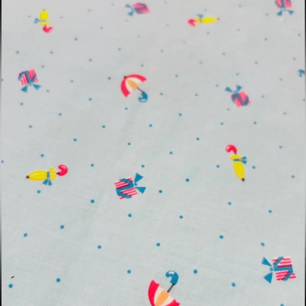 Vintage 90s Rain Drop Japan Handkerchief ✨ Umbrella Polka Dot - Picture 2 of 2